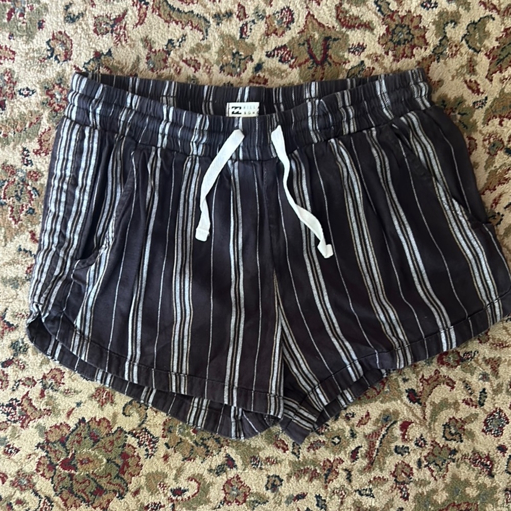 Billabong Road Trippin’ Black and White Striped Athletic Shorts